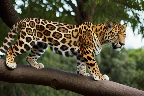 Jaguar resting on a branch